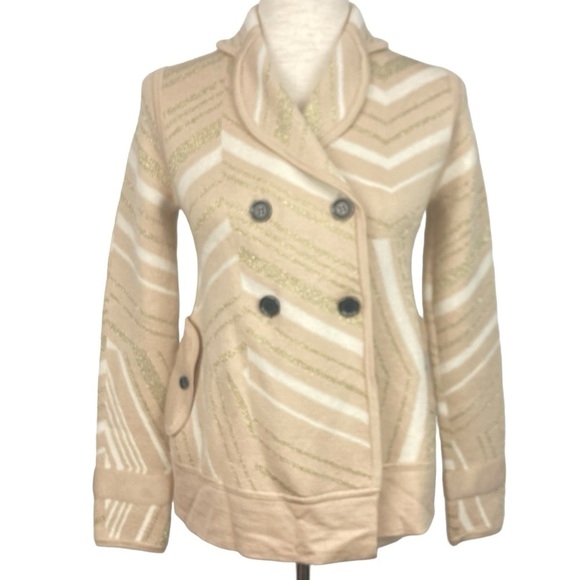 DVF  Metallic Stripe Double Breasted Knit Cardigan Sweater - Size S/M - Picture 1 of 13